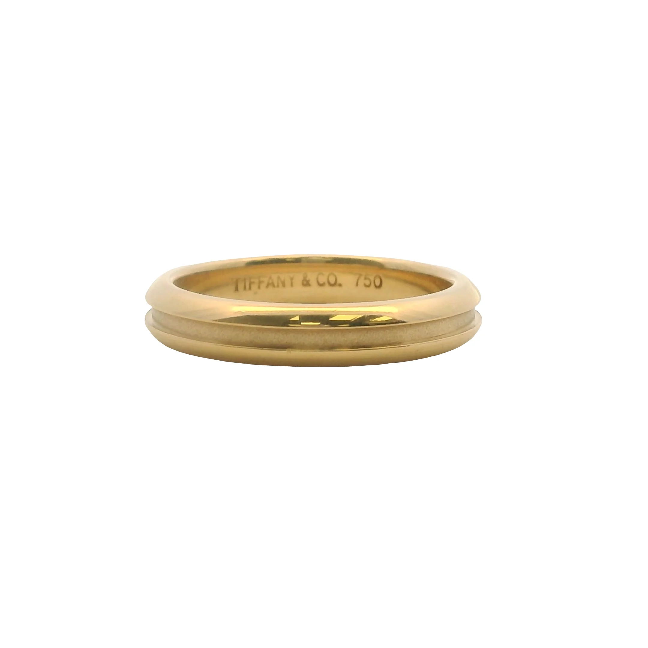 Vintage Tiffany & Co Solid 18kt Yellow Gold Single Grooved Atlas Ring Size 6 - Image 3