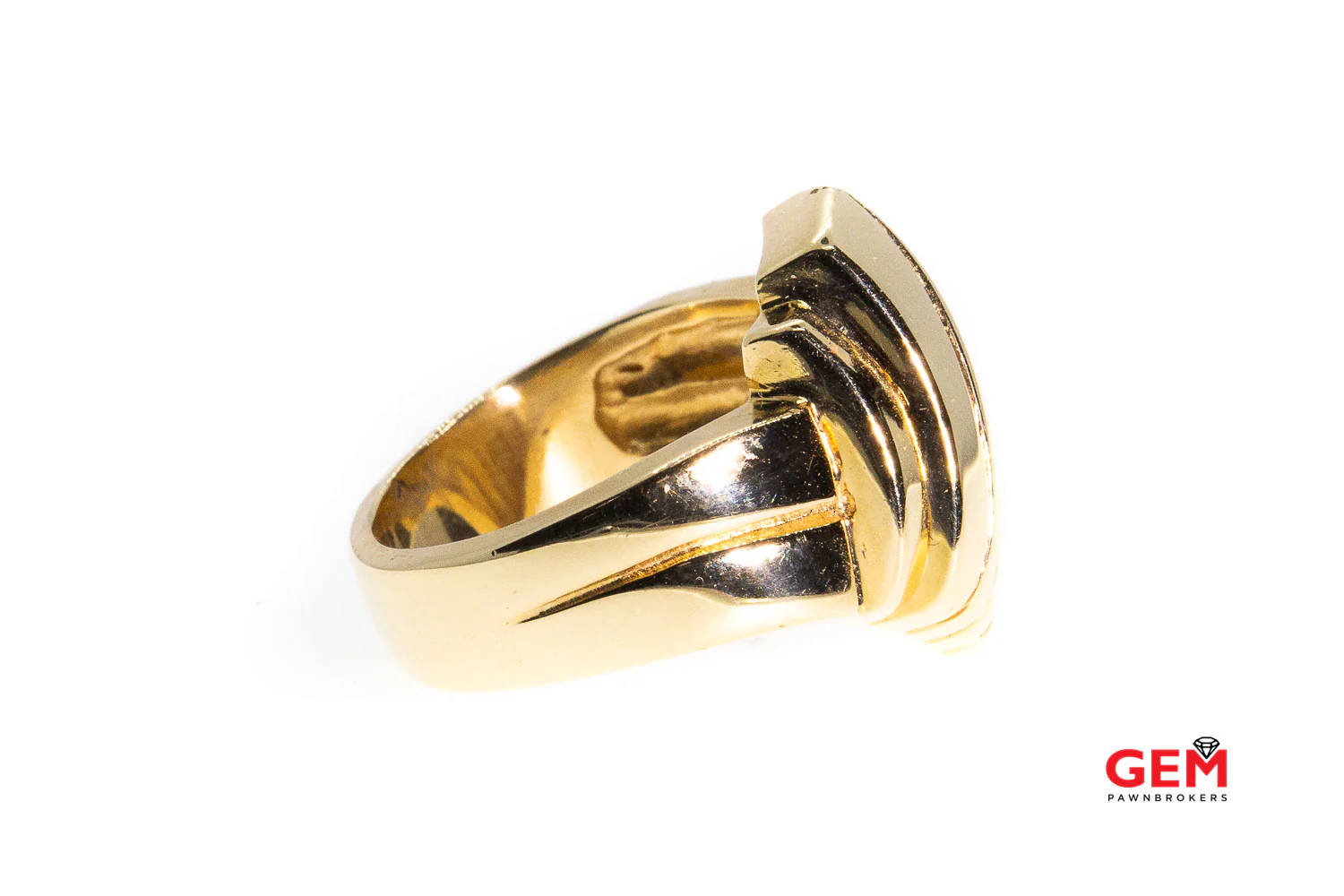 Vintage Wave Shield Style Ring Solid 14k 585 Yellow Gold Size 6 - Image 4