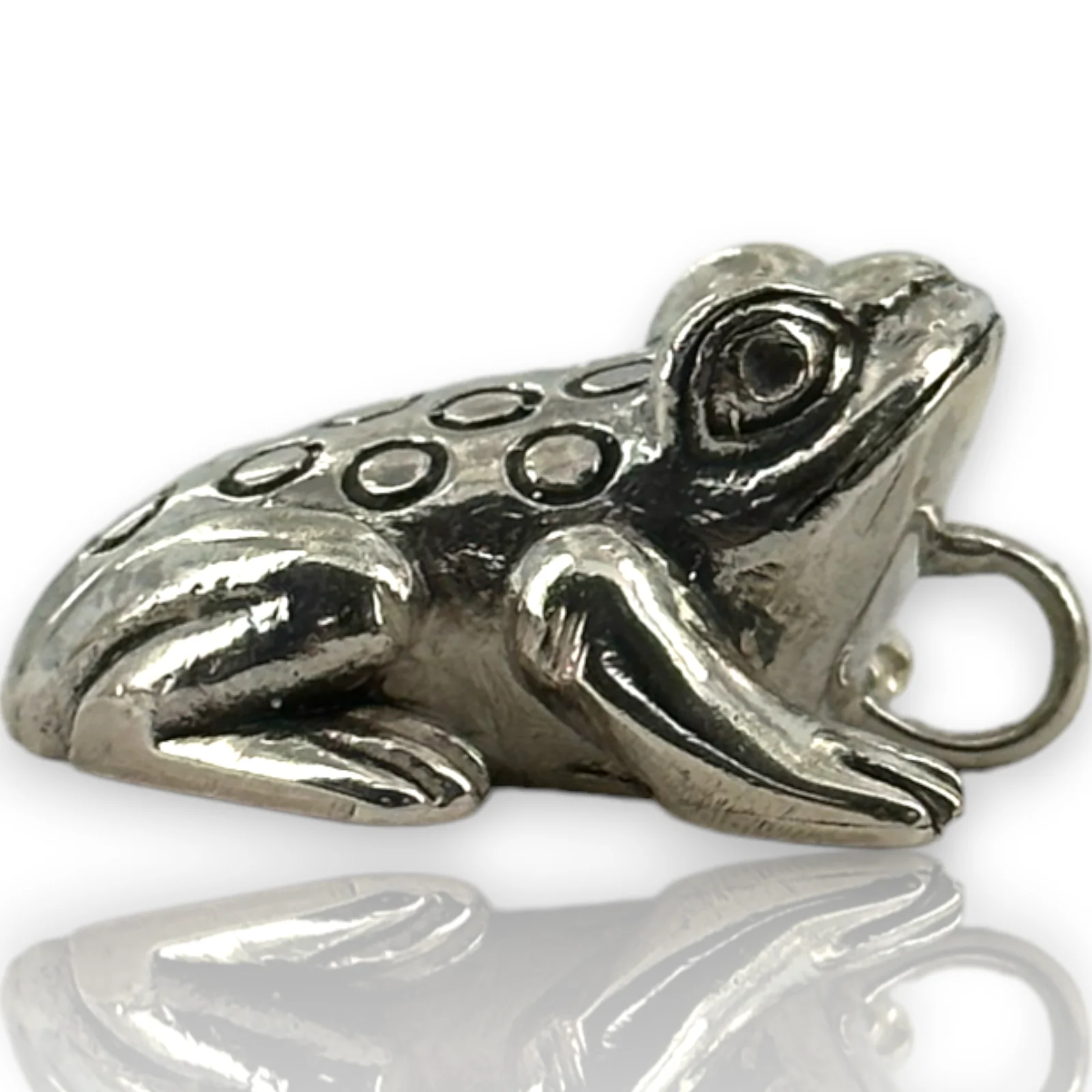 Walva Peru Leaping Dot Frog Pendant 950 Fine Silver Charm - Image 2