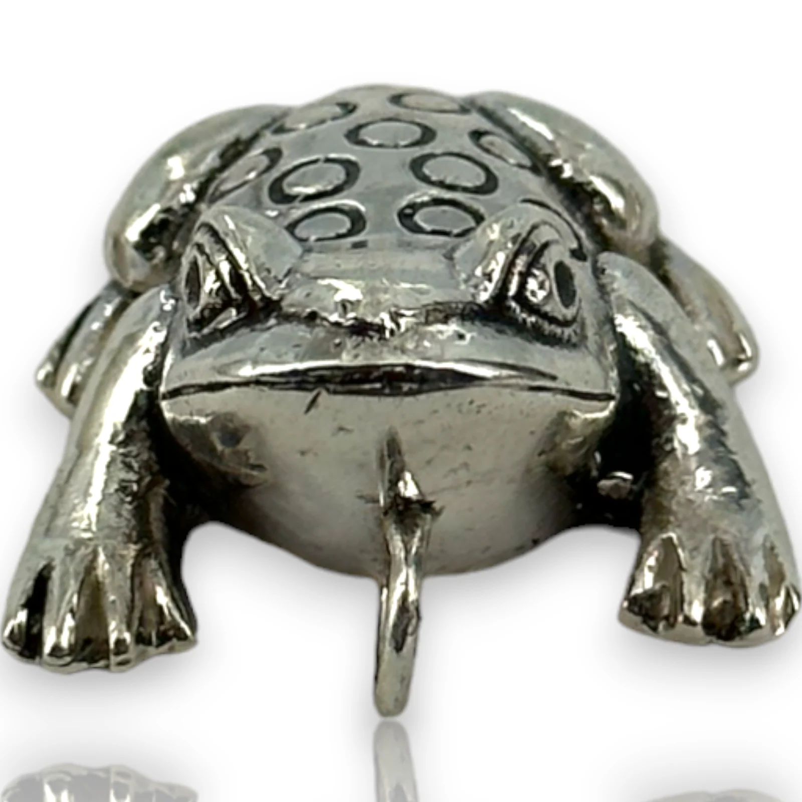 Walva Peru Leaping Dot Frog Pendant 950 Fine Silver Charm - Image 3
