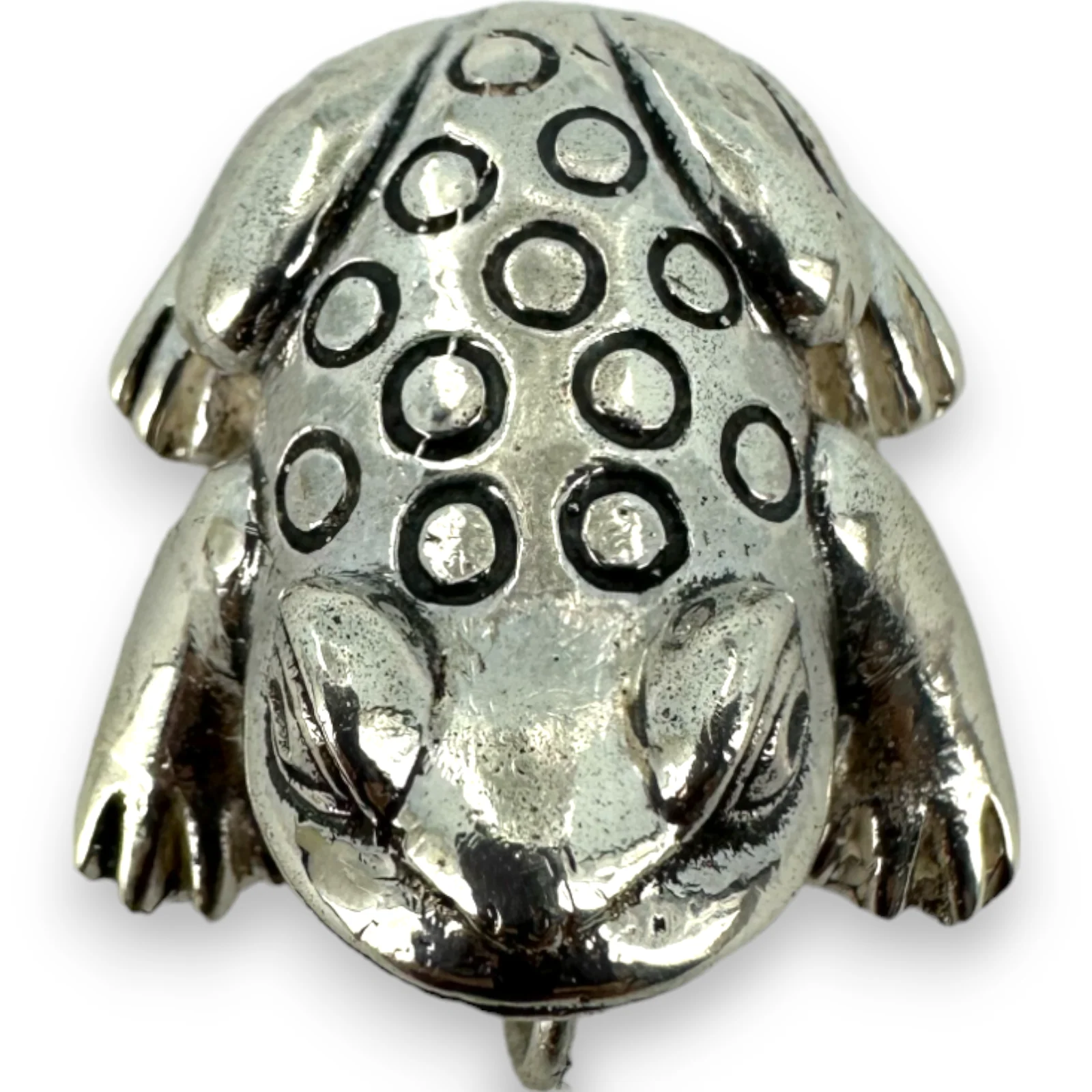 Walva Peru Leaping Dot Frog Pendant 950 Fine Silver Charm - Image 4