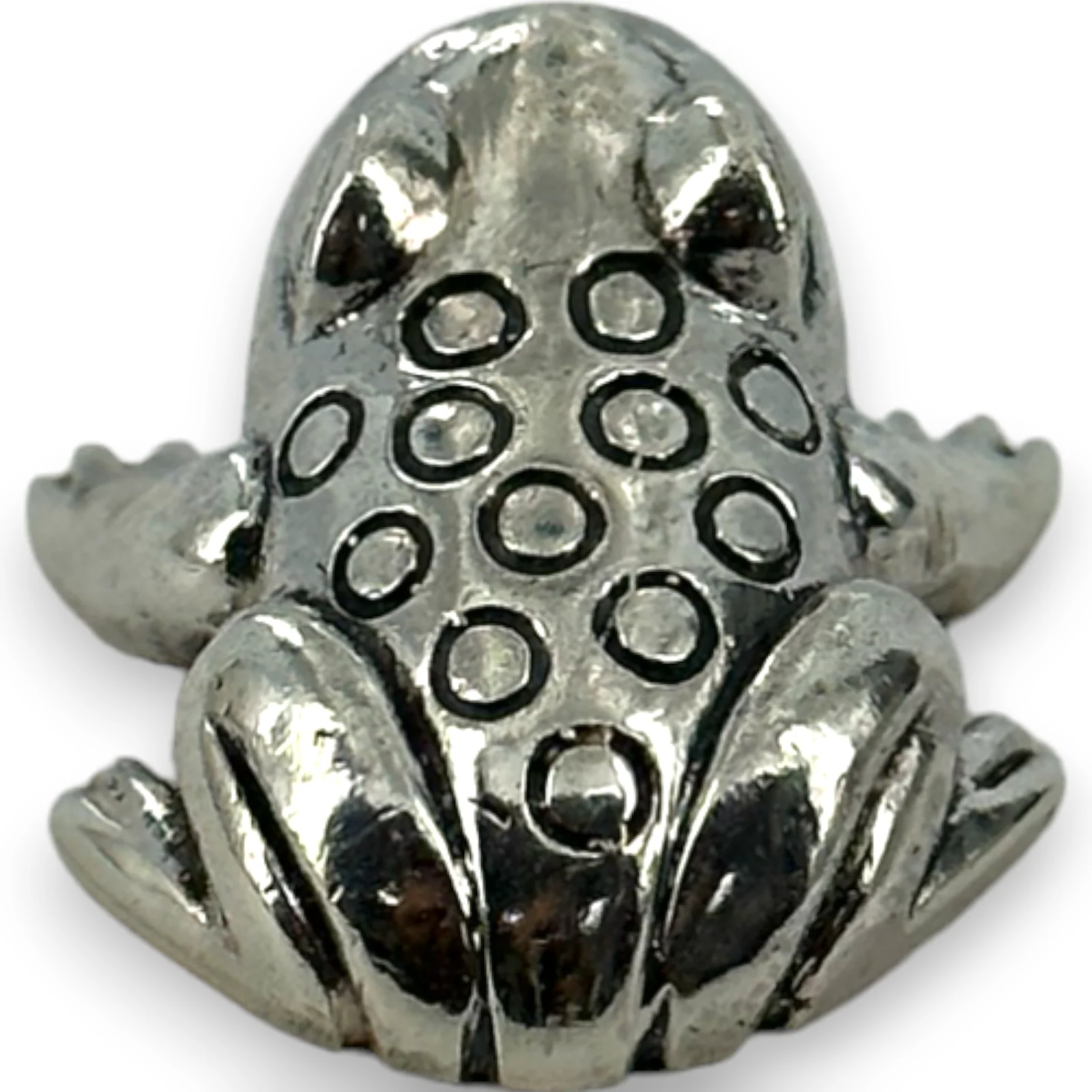 Walva Peru Leaping Dot Frog Pendant 950 Fine Silver Charm - Image 5