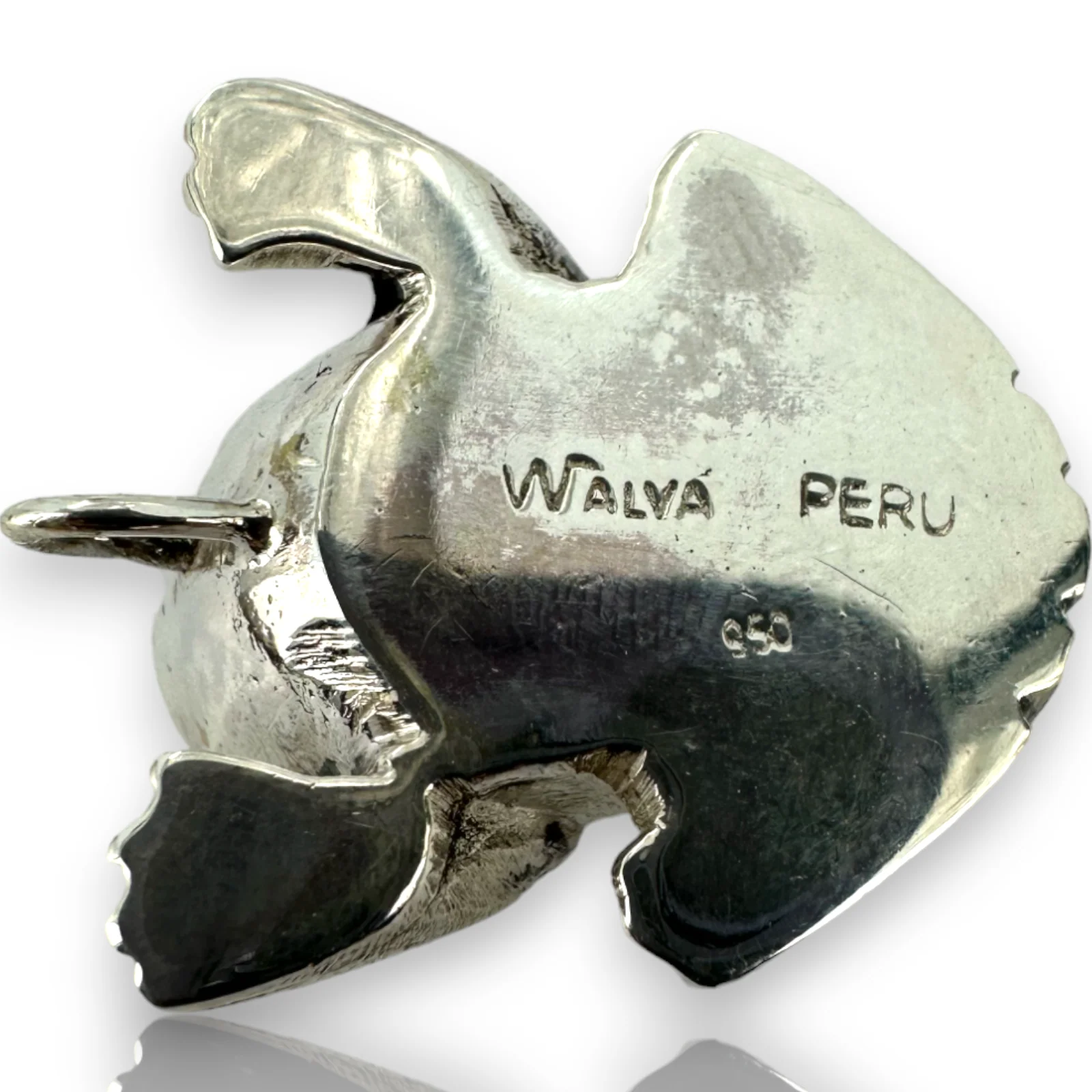 Walva Peru Leaping Dot Frog Pendant 950 Fine Silver Charm - Image 6