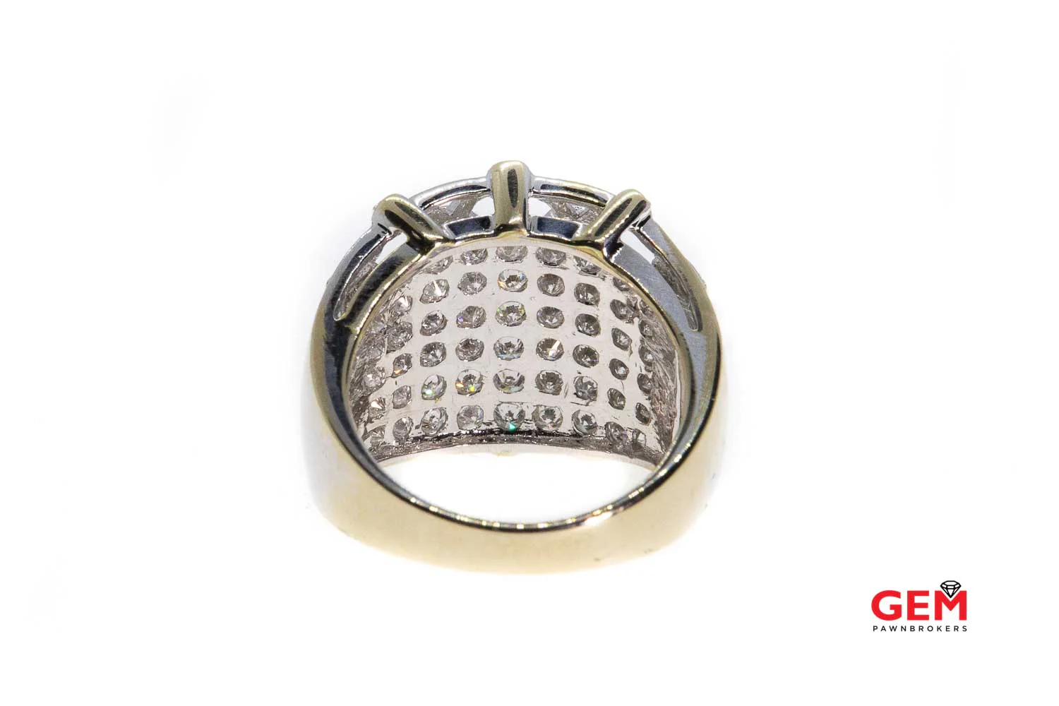 Wave Diamond Cage JCR 18k 750 White Gold Diamond Wide Band Ring Size 8 - Image 4