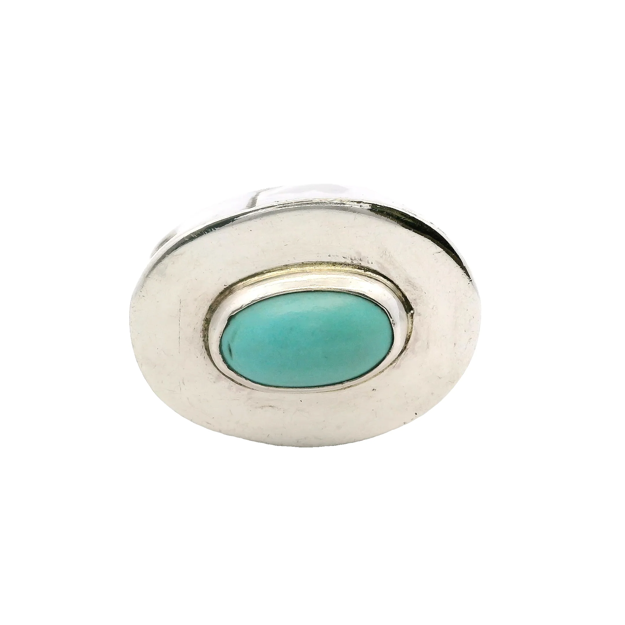 Wayne Aguilar 925 Sterling Silver and Cabochon Turquoise Oval Kewa Native American Pendant (3) - Image 2
