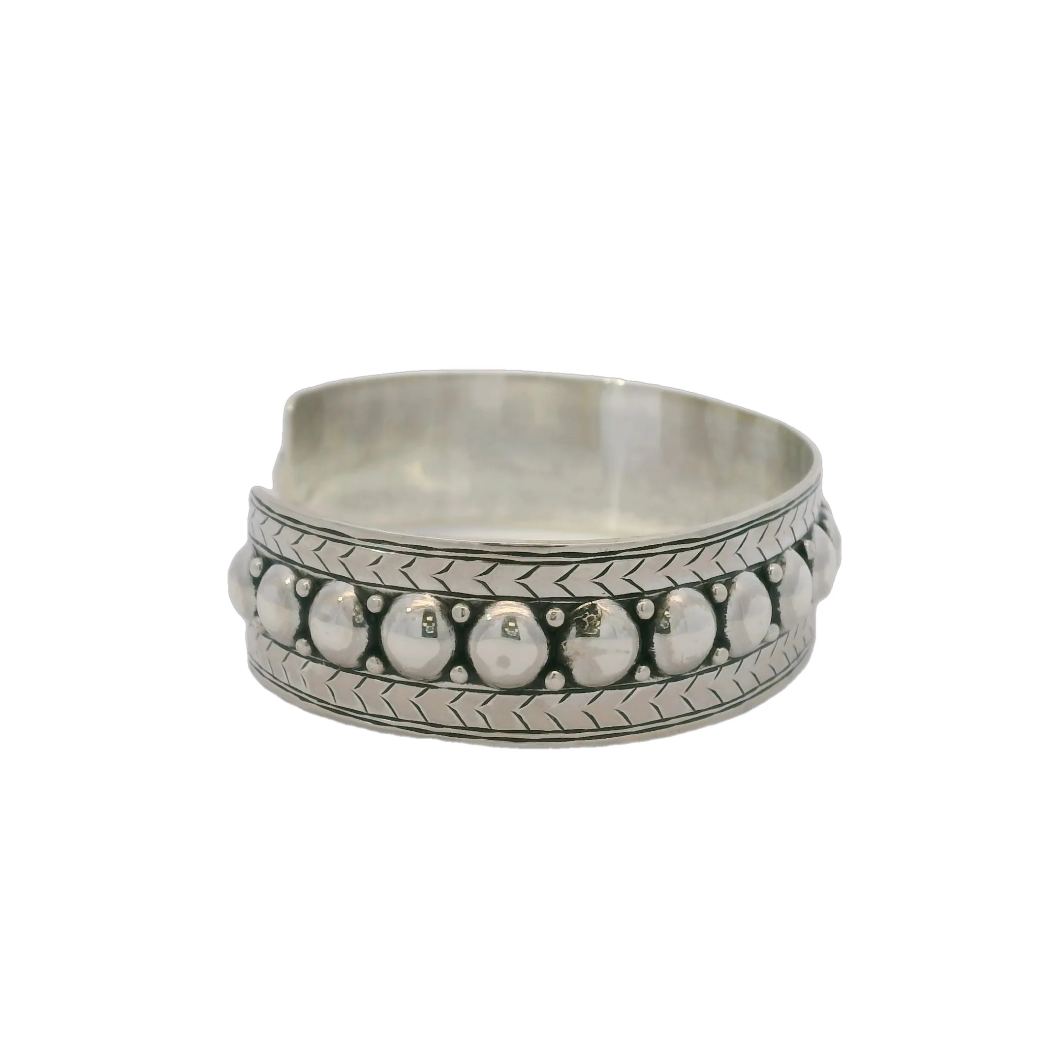 Yelli Jewels Moroccan 925 Sterling Silver Double Studs 16mm Wide Cuff Bracelet - Image 3