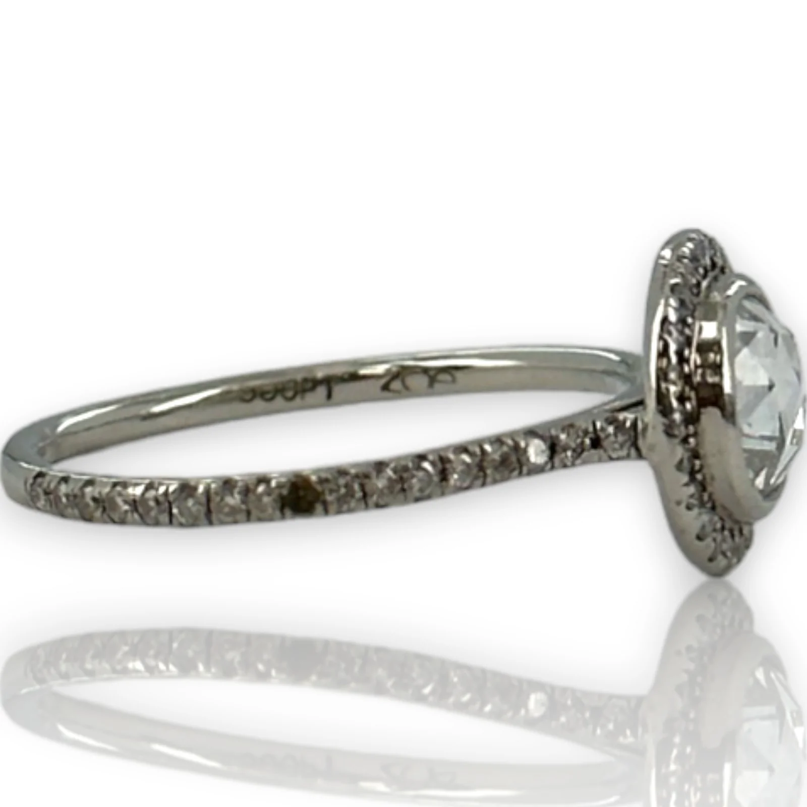 ZOE Solid 900 Platinum Modern Rose Cut Diamond Halo Solitaire Ring Size 5 - Image 3