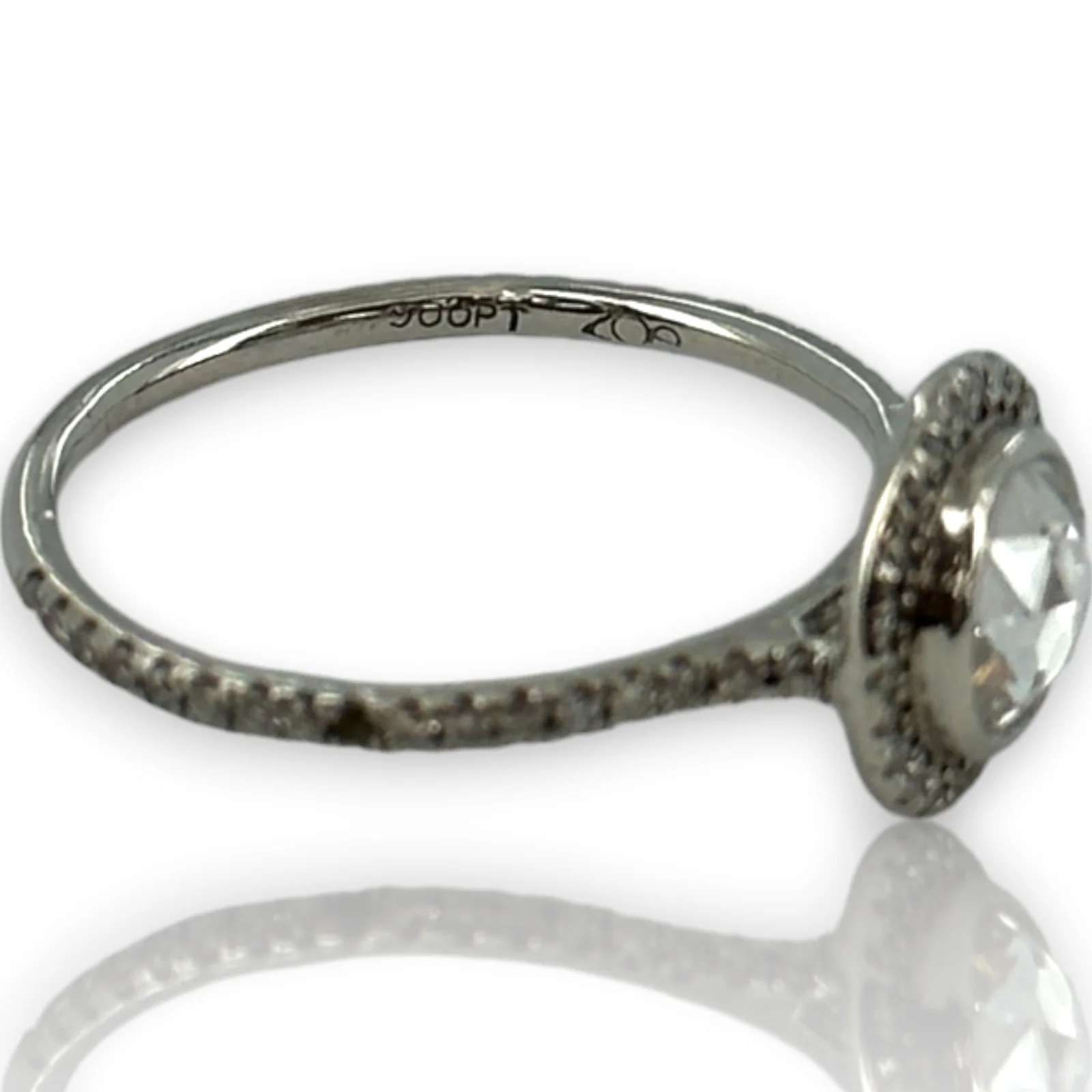 ZOE Solid 900 Platinum Modern Rose Cut Diamond Halo Solitaire Ring Size 5 - Image 5